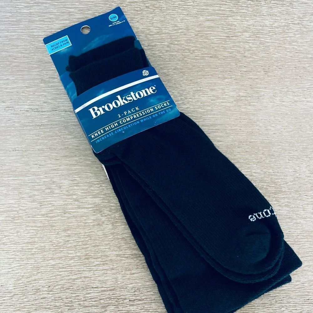 Brookstone 2-Pair Black Compression Socks S/M